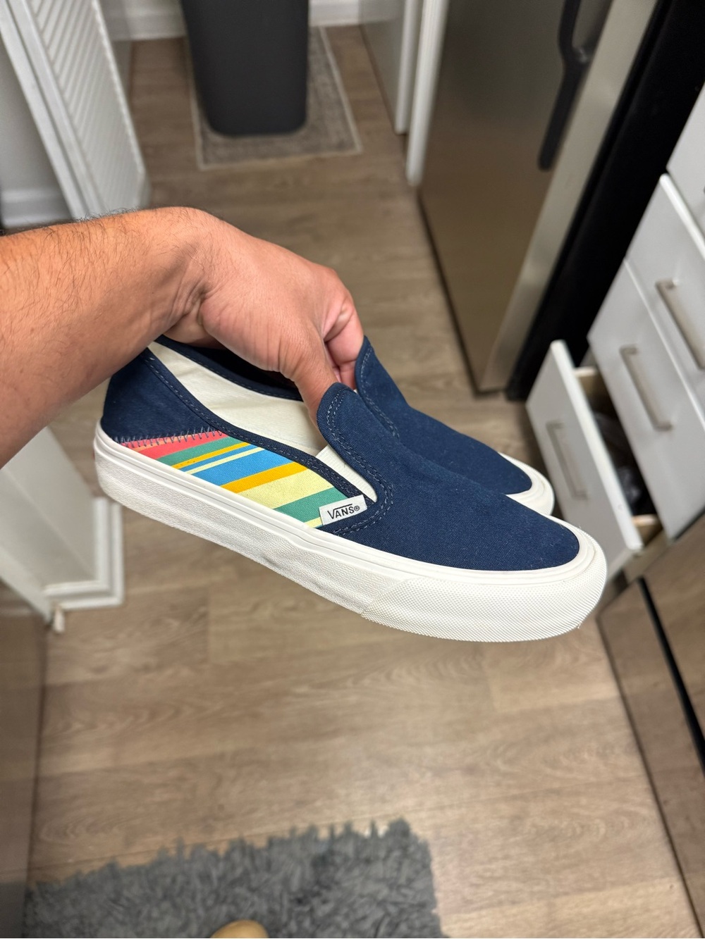 VANS Sapphire Slip-On Surf Sf Low Top Retro Stripes Canvas Women Size 8.5 Used